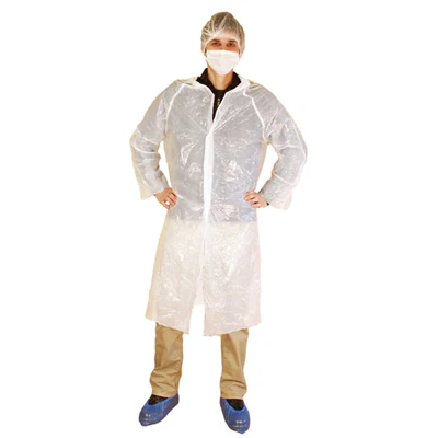 ENSEMBLES VISITEUR ÉCONOMIQUE 20µ 130 CM BLANC LDPE (25 UNITÉS) - REF. 163.28