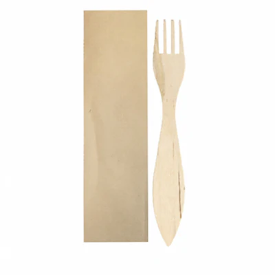 FOURCHETTES ANGULAS SOUS SACHETS KRAFT WOOD 15 CM NATUREL BOIS (100 UNITÉS) - REF. 250.58
