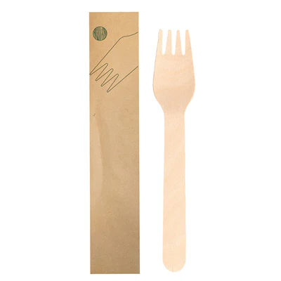 FOURCHETTES SACHET KRAFT WOOD 'MAKAN' 15,5 CM NATUREL BOIS (100 UNITÉS) - REF. 250.52