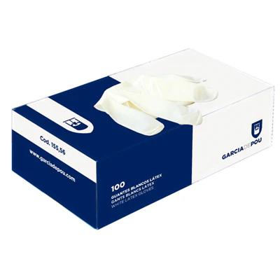 GANTS AVEC TALC SIZE: L BLANC LATEX (100 UNITÉS) - REF. 155.55