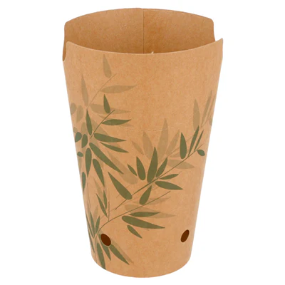 GOBELETS À FRITES AVEC FERMETURE FEEL GREEN 16 OZ - 480 ML 200 + 25PE G/M2 8,5x14 CM MARRON CARTON (1000 UNITÉS) - REF. 204.39 - Image 2