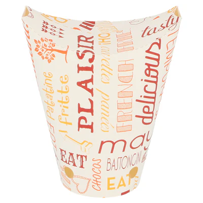 GOBELETS À FRITES AVEC FERMETURE 'PAROLE' 12 OZ - 360 ML 220 + 18PE G/M2 6,7x12,5 CM BLANC CARTON (100 UNITÉS) - REF. 229.61