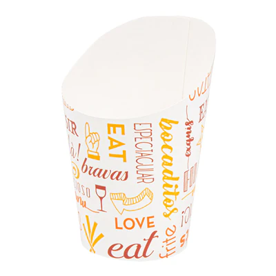 GOBELETS À FRITES OUVERT 'PAROLE' 9 OZ - 270 ML 220 + 18PE G/M2 Ø7x11,5 CM BLANC CARTON (100 UNITÉS) - REF. 229.58 - Image 2