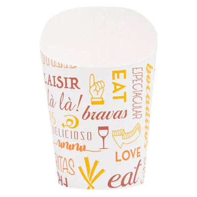 GOBELETS À FRITES OUVERT 'PAROLE' 9 OZ - 270 ML 220 + 18PE G/M2 Ø7x11,5 CM BLANC CARTON (100 UNITÉS) - REF. 229.58 - Image 3