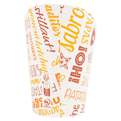 GOBELETS À FRITES OUVERT 'PAROLE' 9 OZ - 270 ML 220 + 18PE G/M2 Ø7x11,5 CM BLANC CARTON (100 UNITÉS) - REF. 229.58 - Image 4