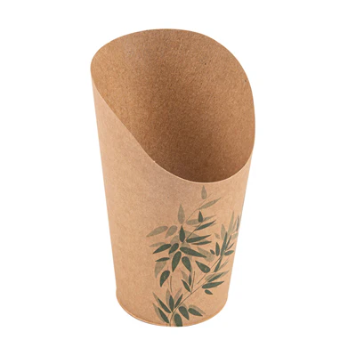 GOBELETS A FRITES OUVERTS 'FEEL GREEN' 16 OZ - 480 ML 200 + 25PE G/M2 Ø8,5x13,5 CM MARRON CARTON (50 UNITÉS) - REF. 219.69