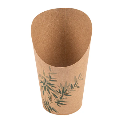 GOBELETS A FRITES OUVERTS 'FEEL GREEN' 16 OZ - 480 ML 200 + 25PE G/M2 Ø8,5x13,5 CM MARRON CARTON (50 UNITÉS) - REF. 219.69 - Image 4