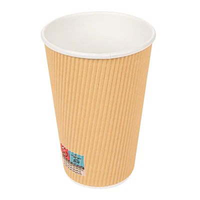 GOBELETS BOISSONS CHAUDES DOUBLE PAROI 480 ML - 16 oz 300 + 250 + 18 PE G/M2 Ø9/6x13,2 CM MARRON CARTON (500 UNITÉS) - REF. 180.78
