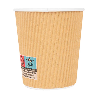 GOBELETS ONDULÉS POUR BOISSONS CHAUDES 180 ML - 6 oz 260 + 250 + 18 PE G/M2 Ø7,2/5,3x7,8 CM MARRON CARTON (1000 UNITÉS) - REF. 220.53 - Image 2