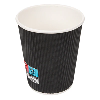 GOBELETS BOISSONS CHAUDES DOUBLE PAROI 240 ML - 8 oz 280 + 250 + 18 PE G/M2 Ø8/5,6x9,2 CM NOIR CARTON (1000 UNITÉS) - REF. 178.38