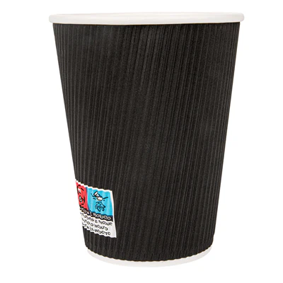 GOBELETS BOISSONS CHAUDES DOUBLE PAROI 360 ML - 12 oz 300 + 250 + 18 PE G/M2 Ø9/6x11 CM NOIR CARTON (1000 UNITÉS) - REF. 178.39 - Image 2