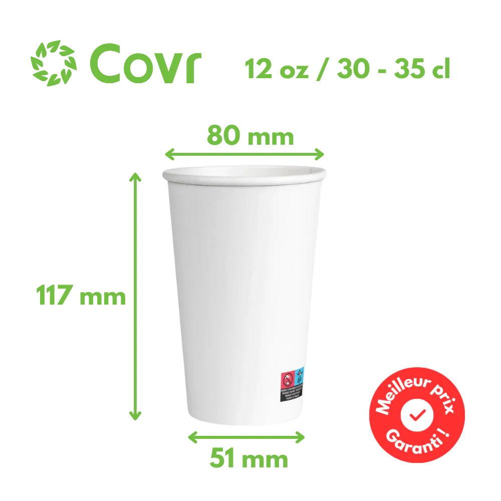 Gobelet Carton Blanc eco 33 cl / 12 oz - Image 3