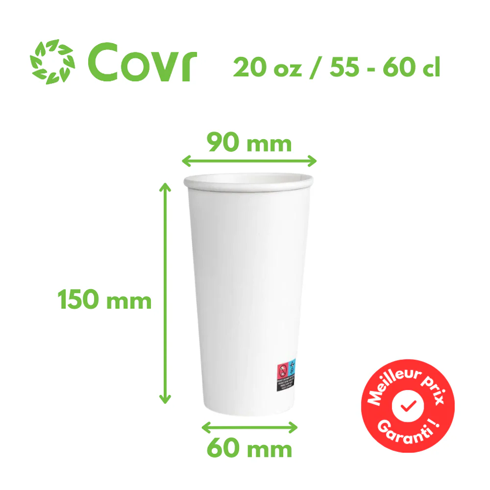 Gobelet Carton Blanc 60 cl / 20 oz - Image 2