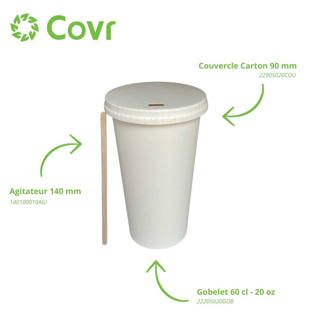 Gobelet Carton Blanc 60 cl / 20 oz - Image 3