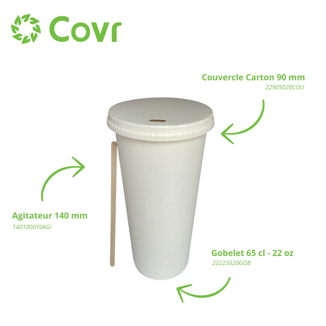 Gobelet Carton Blanc 65 cl / 22 oz - Image 3