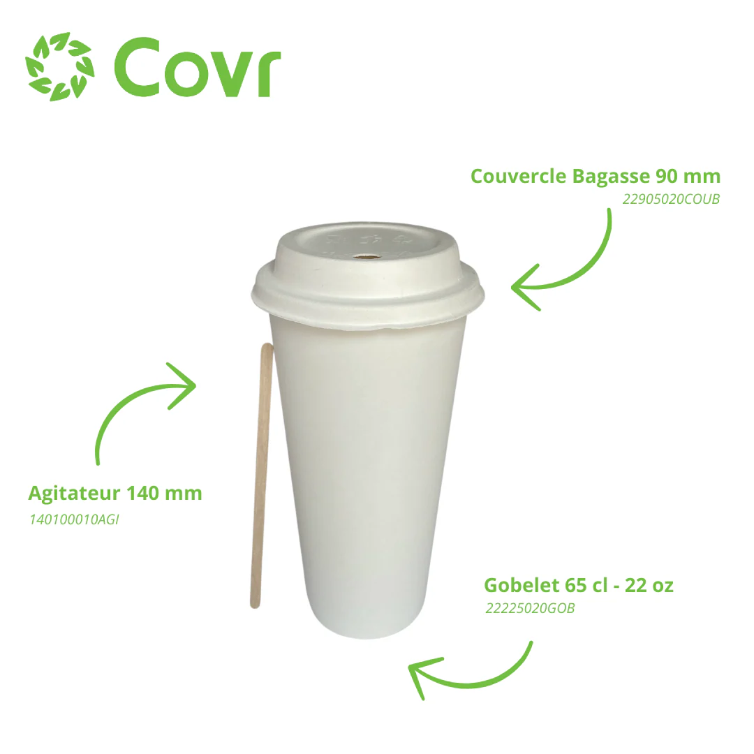Gobelet Carton Blanc 65 cl / 22 oz - Image 4