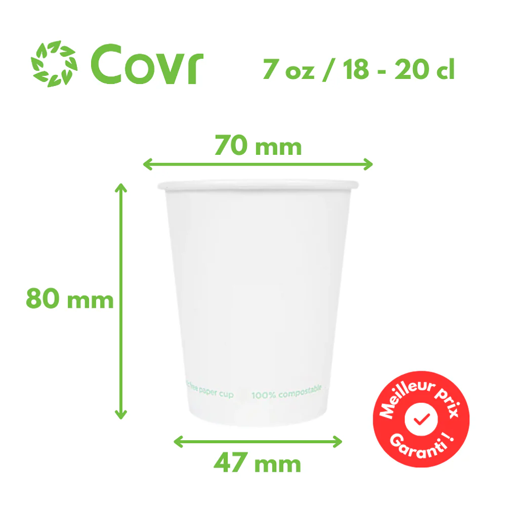 Gobelet Carton sans film plastique 18-20 cl / 6-7 oz - Image 2
