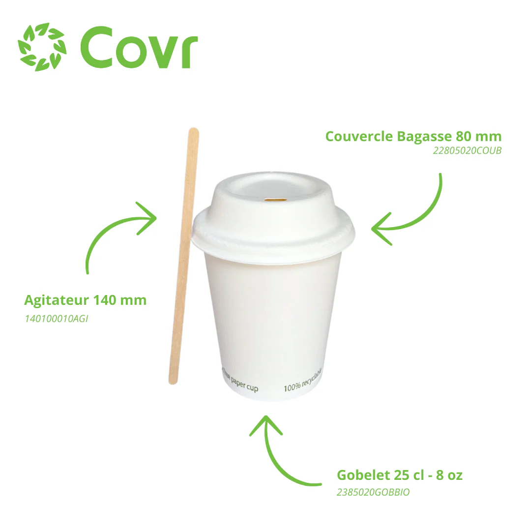 Gobelet Carton sans film plastique 25 cl / 8 oz - Image 3