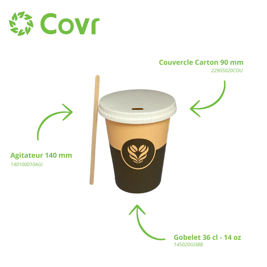 Gobelet Carton 14 oz / 40 cl Décor Barista + Marquage SUP et Triman - Image 4