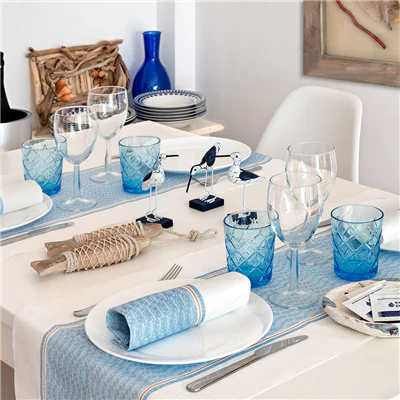 NAPPE LIKE LINEN 'AZUR' 70 G/M2 1,20x25 M BLANC/BLEU SPUNLACE (1 UNITÉS) - REF. 251.33 - Image 3