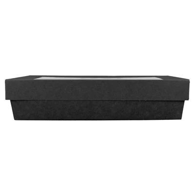PETITES BOÎTES+COUVERCLES AVEC FÊNETRE 1300 ML 290 + 15 PE G/M2 21x14x5 CM NOIR CARTON (200 UNITÉS) - REF. 250.98 - Image 2