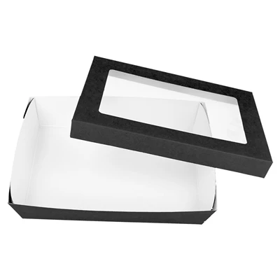PETITES BOÎTES+COUVERCLES AVEC FÊNETRE 1300 ML 290 + 15 PE G/M2 21x14x5 CM NOIR CARTON (200 UNITÉS) - REF. 250.98 - Image 3