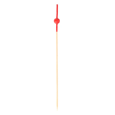 PIQUES "BOULE ROUGE" BAMBOO 12 (h) CM NATUREL BAMBOU (100 UNITÉS) - REF. 142.06