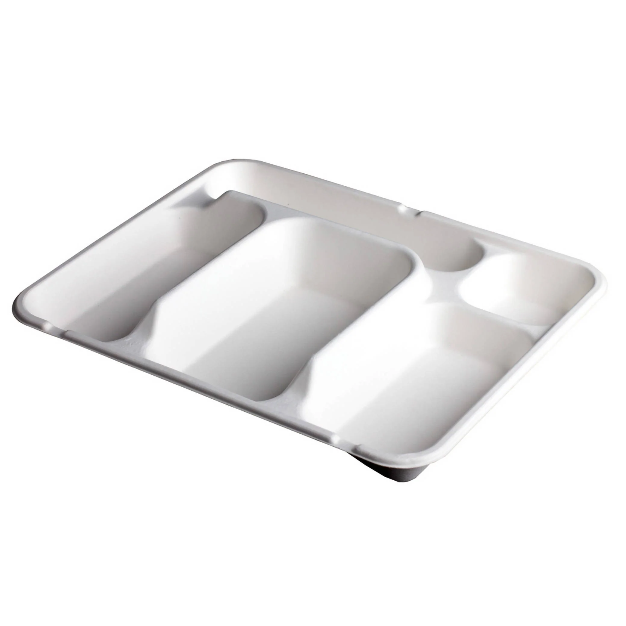 PLATEAU REPAS EN FIBRE 5 COMPARTIMENTS (200 UNITÉS)