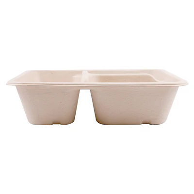 PLATEAUX 3 COMPART + COUVERCLE PET BIONIC 950 ML 22x18x5,5+1,3 CM NATUREL BAGASSE (100 UNITÉS) - REF. 228.73 - Image 3