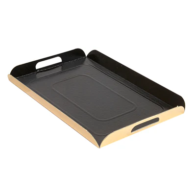 PLATEAUX AVEC ANSES 750 G/M2 28x19+2 CM NOIR/OR CARTON (25 UNITÉS) - REF. 167.96