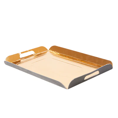 PLATEAUX AVEC ANSES 750 G/M2 28x19+2 CM OR/NOIR CARTON (25 UNITÉS) - REF. 167.98