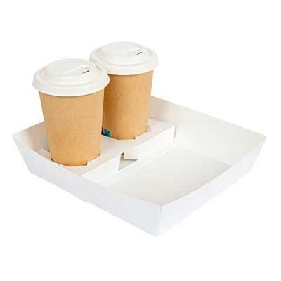 PLATEAUX TRANSPORT 2 VERRES +1 COMP. THEPACK 24,5x22x5,5 CM BLANC CARTON NANO-MICRO (240 UNITÉS) - REF. 235.25 - Image 4