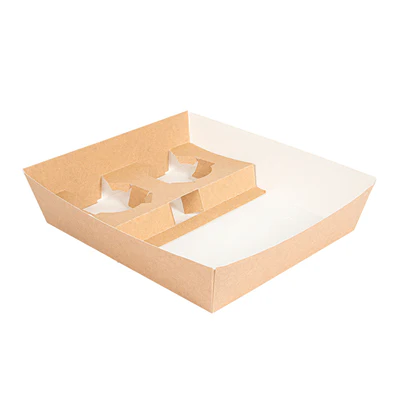 PLATEAUX TRANSPORT 2 VERRES +1 COMP. THEPACK 24,5x22x5,5 CM NATUREL CARTON NANO-MICRO (240 UNITÉS) - REF. 235.24