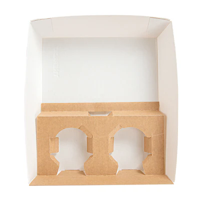 PLATEAUX TRANSPORT 2 VERRES +1 COMP. THEPACK 24,5x22x5,5 CM NATUREL CARTON NANO-MICRO (240 UNITÉS) - REF. 235.24 - Image 3