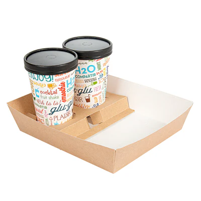 PLATEAUX TRANSPORT 2 VERRES +1 COMP. THEPACK 24,5x22x5,5 CM NATUREL CARTON NANO-MICRO (240 UNITÉS) - REF. 235.24 - Image 4