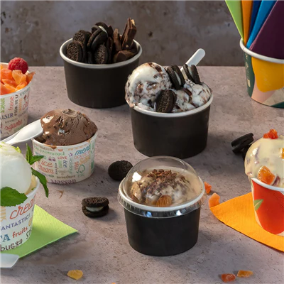POTS À GLACES 90 ML 210 + 18PE G/M2 Ø 7,2x4 CM NOIR CARTON (2000 UNITÉS) - REF. 226.52 - Image 2