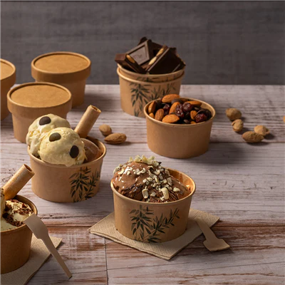 POTS À GLACES FEEL GREEN 240 ML 250 + 18 PE G/M2 Ø9,4x5,5 CM MARRON CARTON (2000 UNITÉS) - REF. 217.61 - Image 4
