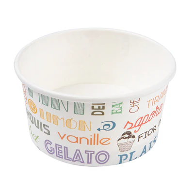 POTS À GLACES 'PAROLE' 150 ML 250 + 18 PE G/M2 Ø8,5x4,5 CM BLANC CARTON (2000 UNITÉS) - REF. 230.32