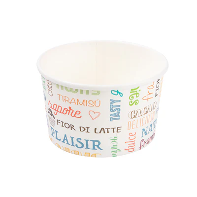 POTS À GLACES 'PAROLE' 240 ML 250 + 18 PE G/M2 Ø9,4x5,5 CM BLANC CARTON (2000 UNITÉS) - REF. 230.33