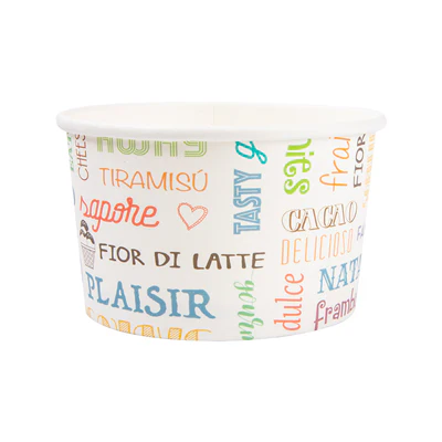 POTS À GLACES 'PAROLE' 240 ML 250 + 18 PE G/M2 Ø9,4x5,5 CM BLANC CARTON (2000 UNITÉS) - REF. 230.33 - Image 2