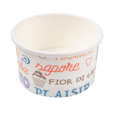 POTS À GLACES 'PAROLE' 70 ML 210 + 18 PE G/M2 Ø6,5x3,9 CM BLANC CARTON (2000 UNITÉS) - REF. 230.30