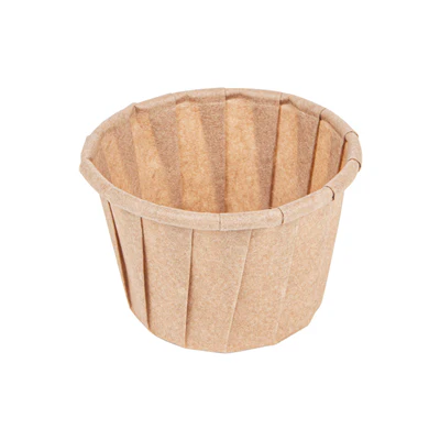 POTS TRAITEUR PAPIER PLISSÉ 30 ML (1 oz) 80 G/M2 Ø4,4/3,1x2,8 CM NATUREL PARCH.INGRAISSABLE (250 UNITÉS) - REF. 226.13