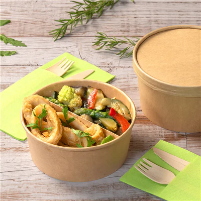 POTS SALADIERS 750 ML - 25 oz 300 + 18 PE G/M2 Ø 15/12,8x6 CM NATUREL KRAFT (300 UNITÉS) - REF. 212.98 - Image 4