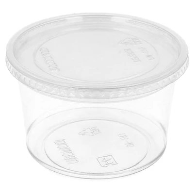 POTS TRAITEUR + COUVERCLES 375 ML Ø11,7x6,1 CM TRANSPARENT PET (250 UNITÉS) - REF. 226.27