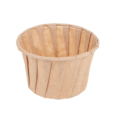 POTS TRAITEUR PAPIER PLISSÉ PFAS FREE 100 ML (3,2 oz) 80 G/M2 Ø6,6/5x4,2 CM NATUREL PARCH.INGRAISSABLE (250 UNITÉS) - REF. 226.16