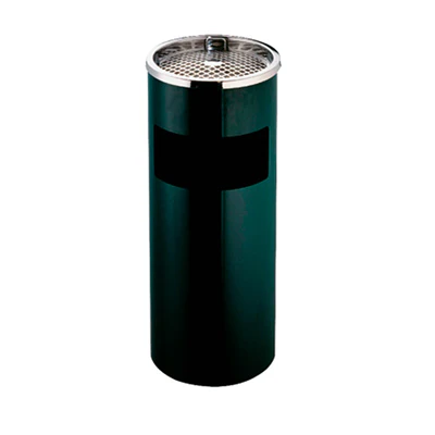POUBELLE/CENDRIER, CYLINDRIQUE 12 L Ø 25x61 CM NOIR ACIER (1 UNITÉS) - REF. 159.68