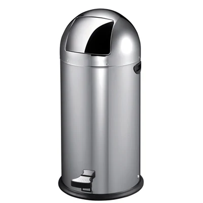 POUBELLE PUSH AVEC PÉDALE 22 L Ø 33x63 CM ARGENTE INOX (1 UNITÉS) - REF. 127.75