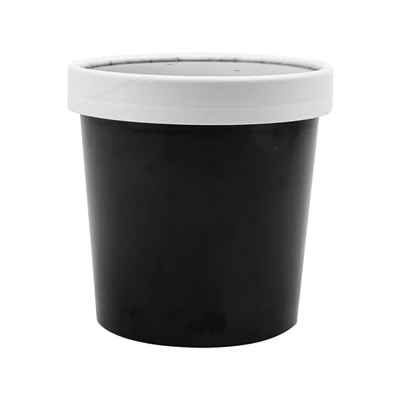RÉCIPIENTS + COUVERCLES 360 ML - 12 oz 300 + 18 PE G/M2 Ø9/7,2x8,4 CM NOIR CARTON (250 UNITÉS) - REF. 226.42 - Image 2