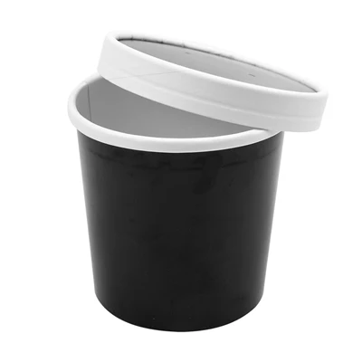 RÉCIPIENTS + COUVERCLES 360 ML - 12 oz 300 + 18 PE G/M2 Ø9/7,2x8,4 CM NOIR CARTON (250 UNITÉS) - REF. 226.42 - Image 4