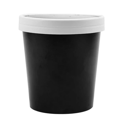 RÉCIPIENTS + COUVERCLES 480 ML - 16 oz 320 + 18 PE G/M2 Ø9,7/7,5x10 CM NOIR CARTON (250 UNITÉS) - REF. 226.43 - Image 2